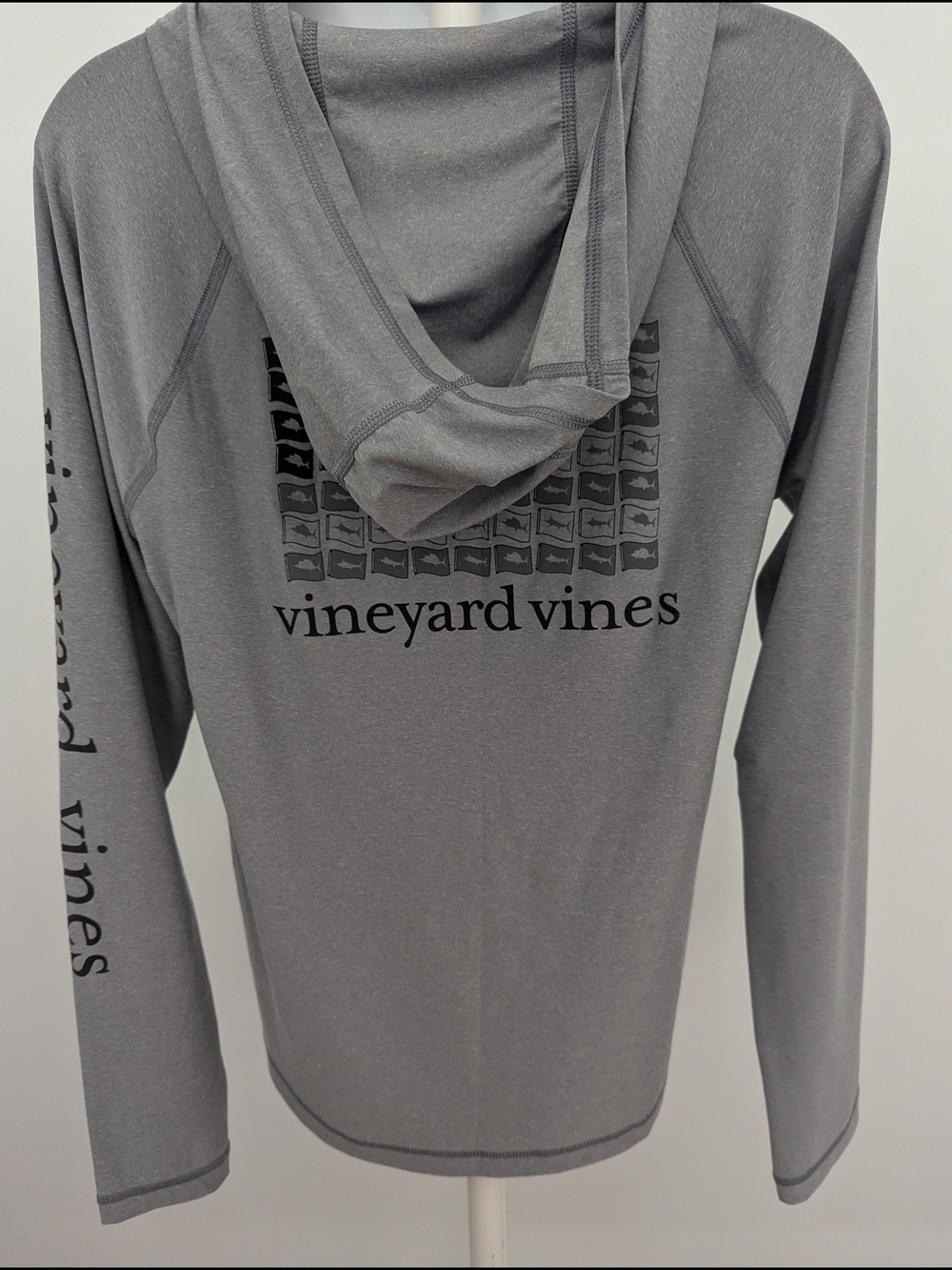 Vineyard Vines Gray Hooded Long Sleeve Tee